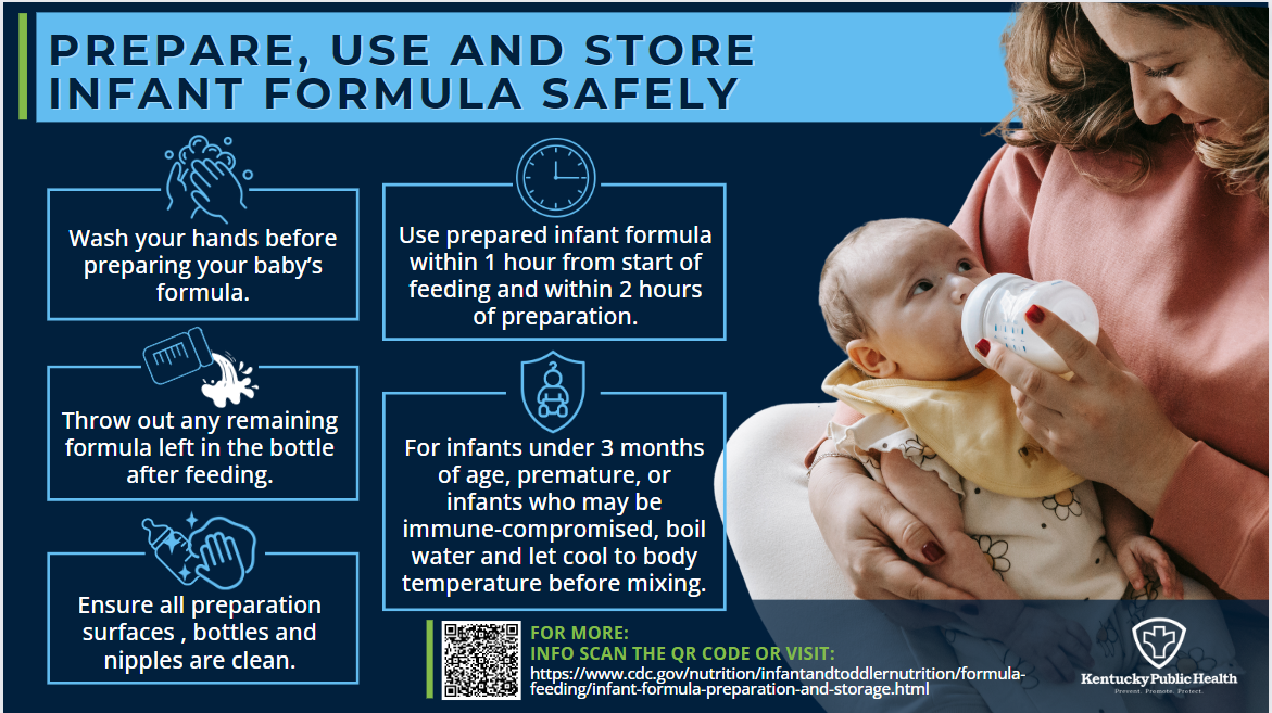 Prepare, use and store infant formula safely